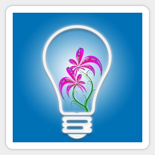 A blue bulb with a digital flower inside Sticker